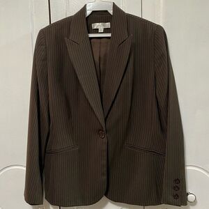 NWOT ATF Studio Brown Pinstripe Fully Lined Blazer size 8P